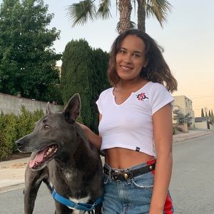 White SDSU cropped tshirt